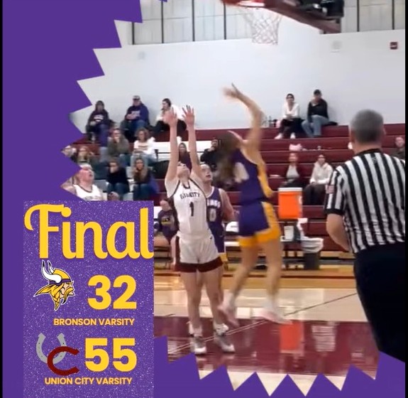 Bronson girls drop game to Union City 55-32